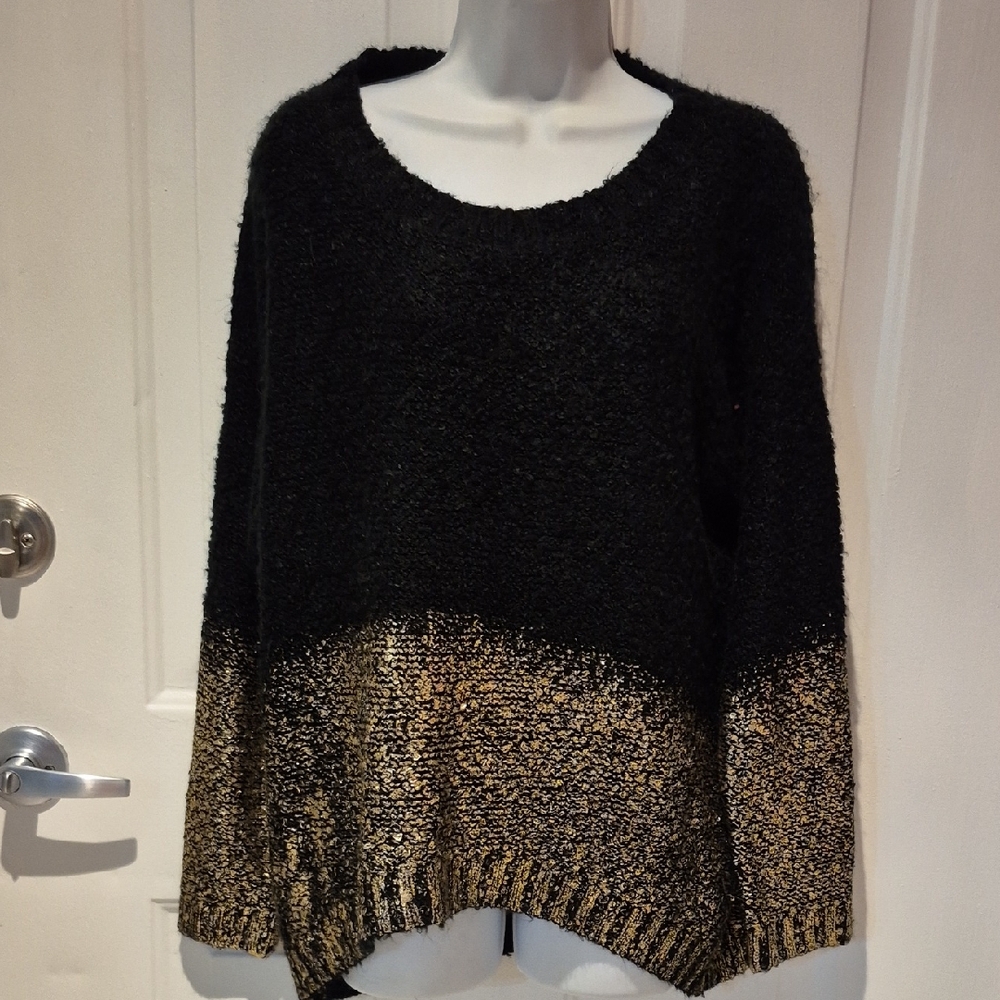 For Sienna Black and Gold Women's Crewneck Sweater. Sz M